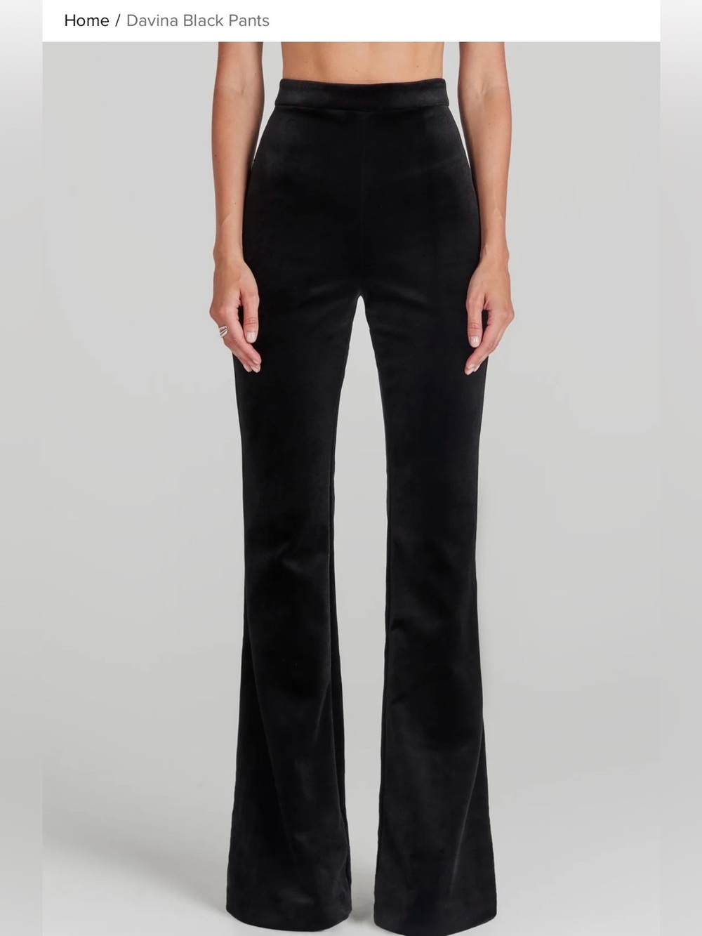BNWT Nadine Merabi Velvet Black High-Waist Flared Pants